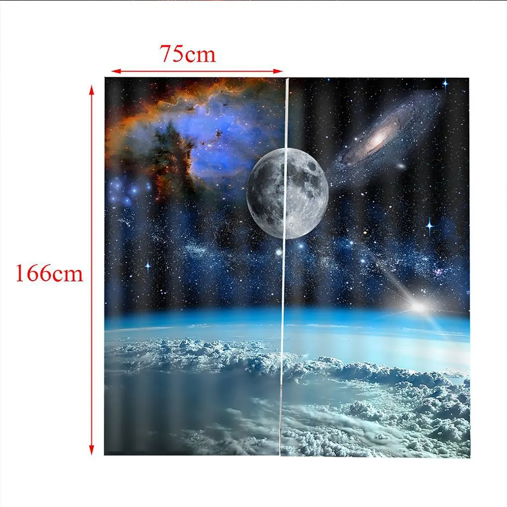 150*166 занавески для гостиной, спальни, оконные занавески, с космическим принтом, Балконный, солнцезащитный, садовый стиль