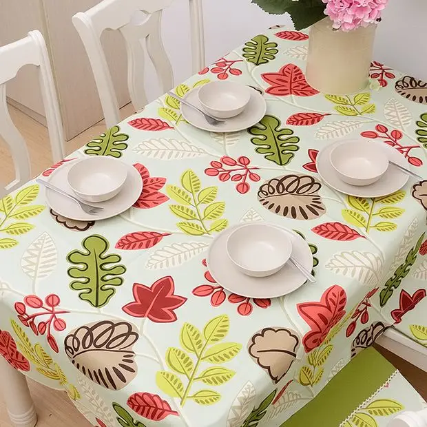 High Quality Cotton Table Cloth Colorful Flower Leaf Print Nappe Tablecloth Dustproof Coffee Table Cover Toalha