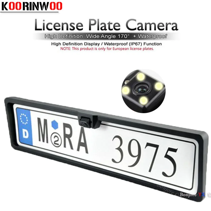 Koorinwoo HD ЕС автомобилей номерных знаков рамка парковка Камера 4 светодио дный огни резервных копий номер автомобиля кадр Обратный Резервное