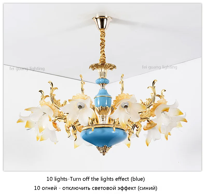 Европейская люстра Роскошная лампа для гостиной современный минималистичный Французский Синий Люстра для спальни Хрустальная Золотая люстра E14 лампы