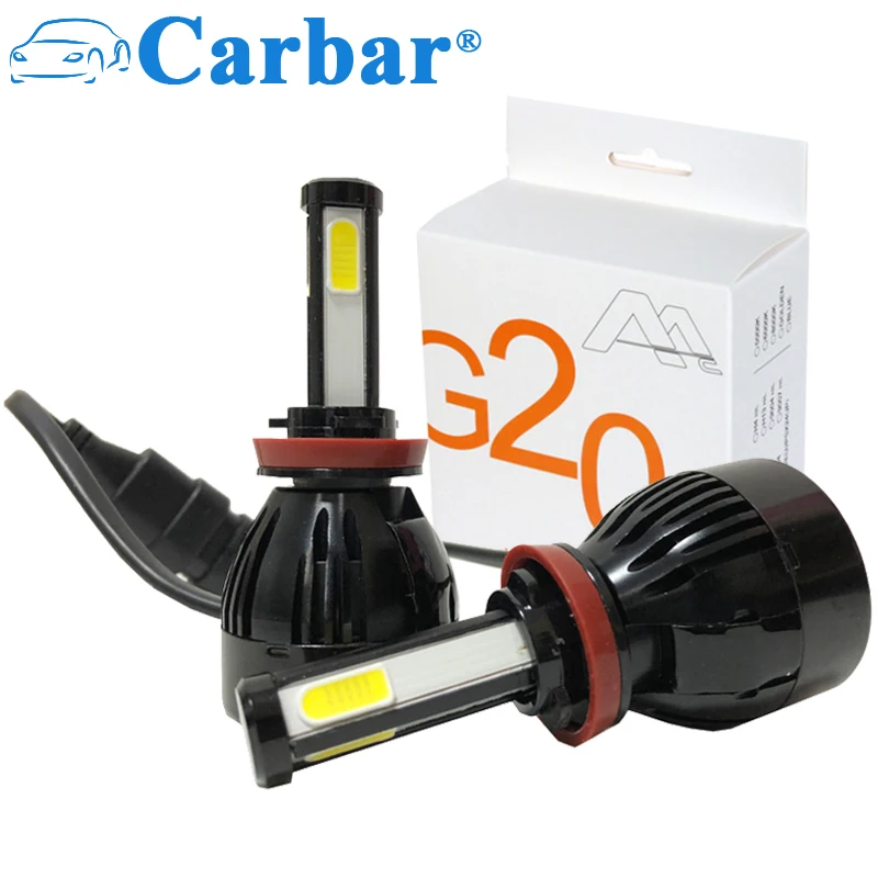 

Carbar# G20 LED Hedlight Bulb Car LED Headlamp H9/H9/H11 4-sides COB LED Bulb 80W 8000LM/set High Power LED Headlight H4 H7 H1
