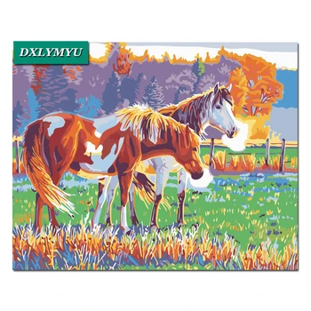 

Diamond Embroidery colorful Eat grass horse Mosaic Painting For Living Room Decor Square Diamond Painting Cross Stitch