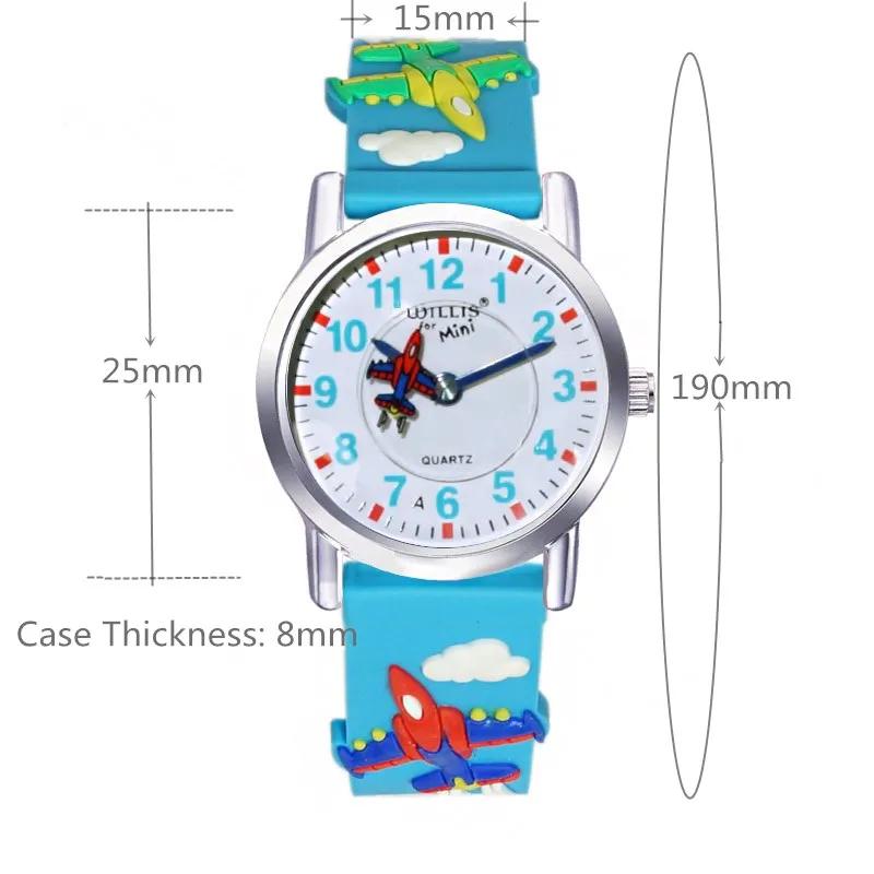 WILLIS брендовые водонепроницаемые детские часы, модные аналоговые наручные часы с 3D рисунком самолета для мальчиков, кварцевые наручные часы