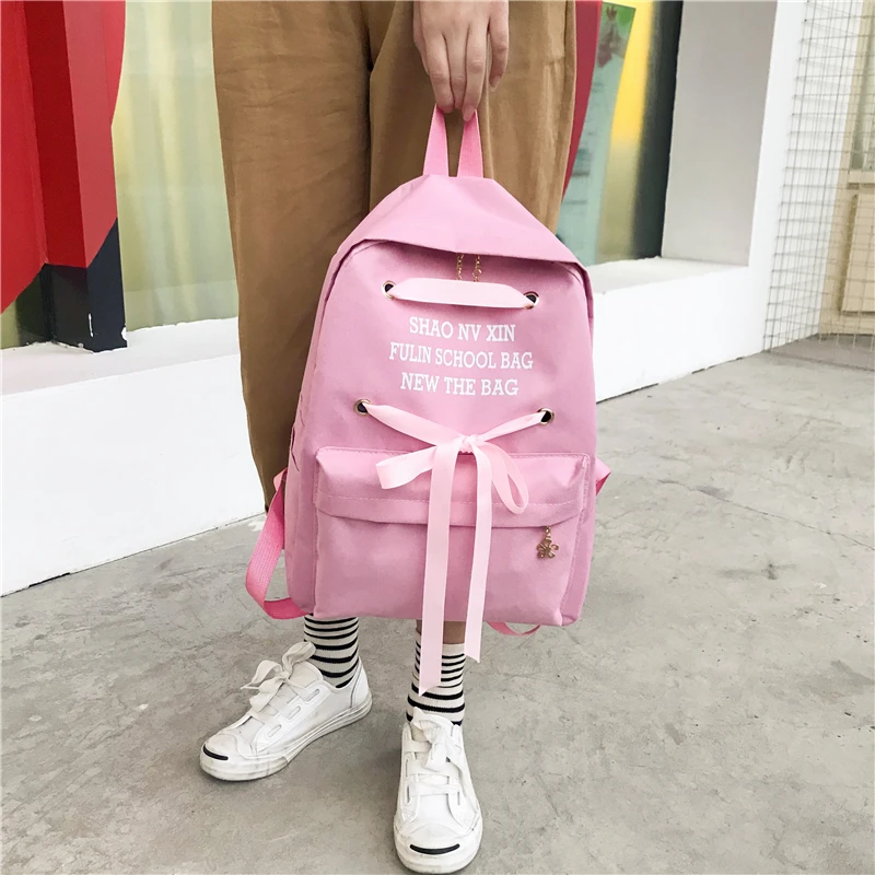 Модные холщовые женские рюкзаки с бантом Mochilas для путешествий сумки ноутбуков