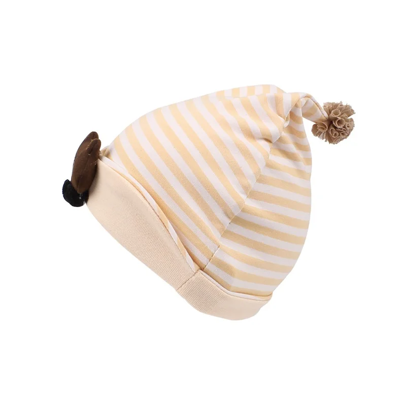 Striped Cotton Newborn Baby Hat Cartoon Bear Infant Beanie For Boys Cotton Newborn Baby Cap Spring Summer Baby Girls Clothing (3)