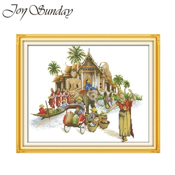 

Counted Cross Stitch Patterns Thai Scenery 14CT 11CT Aida Fabric DMC Thread Water Soluble Canvas Stitch Embroidery Needlework