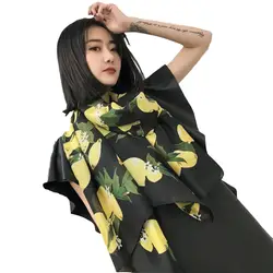 Весенние летние шарфики для Новинки для женщин с лимонным узором печати леди удлинить Обёрточная бумага шарф мягкий Солнцезащитная шаль