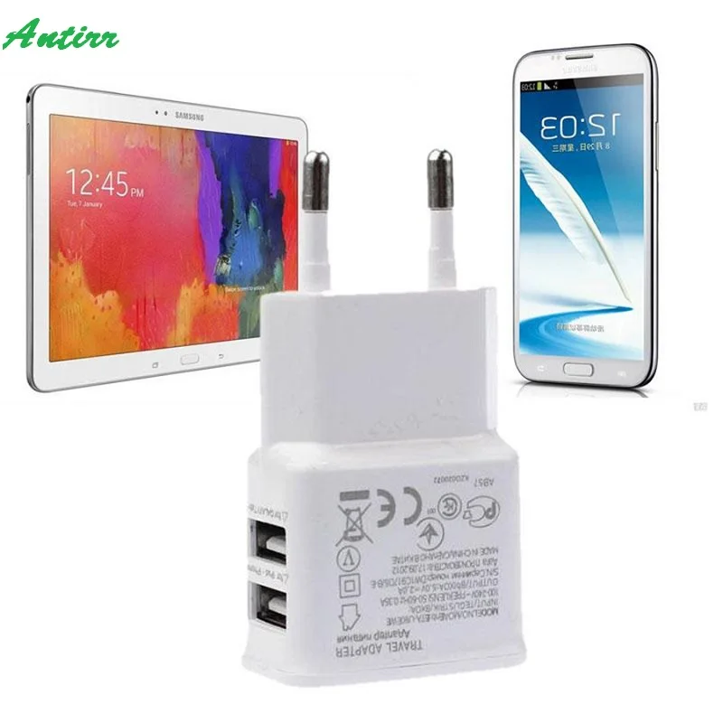 

Universal 12W 2.1A 50-60HZ.2 Ports USB Travel Charger Power Adapter EU plug for Galaxy Tab For iPhone Pad