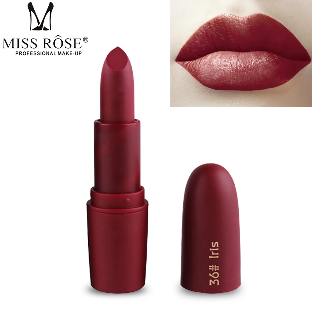 Мисс Роуз Новая мода Цвет Красота красные губы Батон Matte Lip Stick Водонепроницаемый