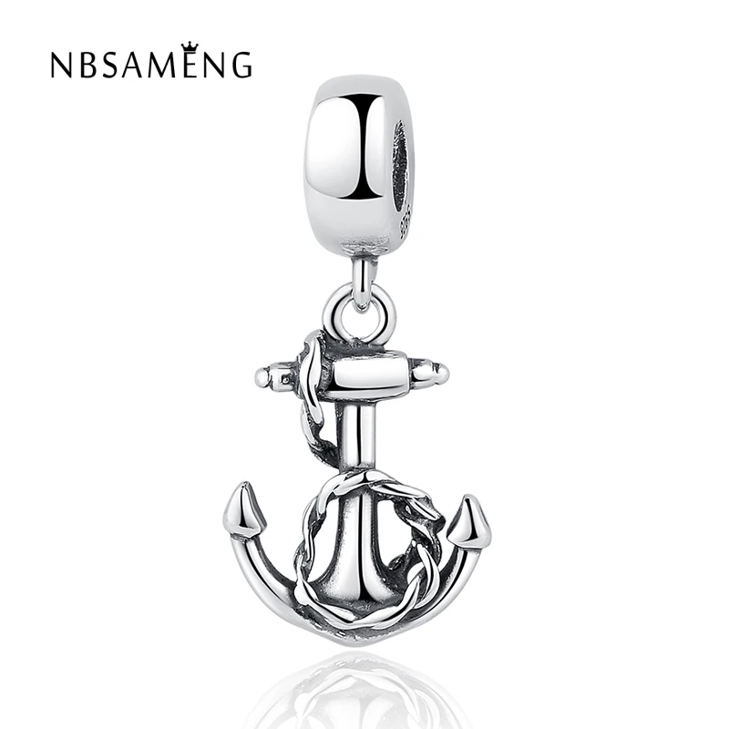100 925 Sterling Silver Bead Ocean Boat Anchor Beads Pendant Charms