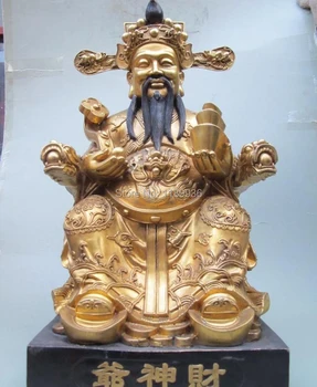 

Chinese Huge pure bronze Lucky ruyi Dragon God of wealth Buddha Statue