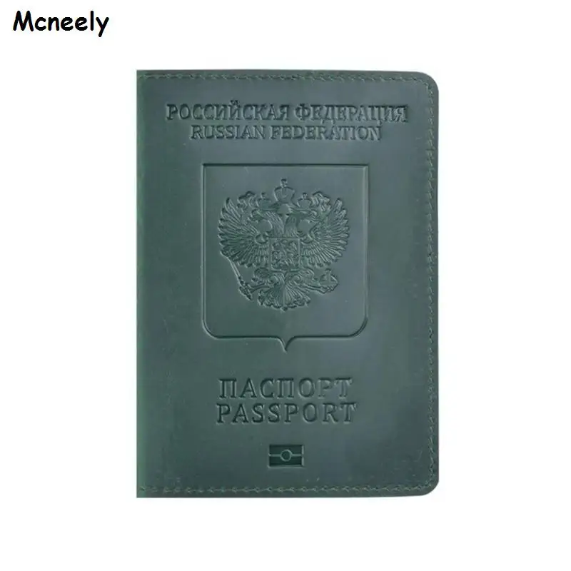 Новинка, натуральная кожа, Обложка для паспорта для России, одноцветная, для ID и кредитных карт, визитница, чехол для паспорта, унисекс, для путешествий, кошелек, чехол - Цвет: Deep Green 02