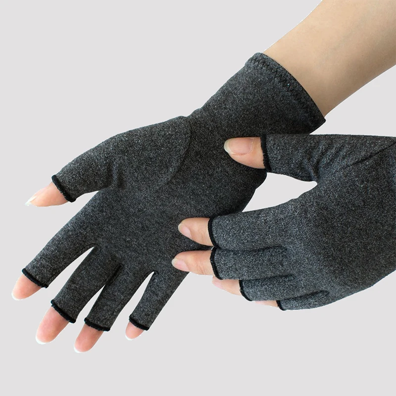 

Polyester Cotton Driver Work Gloves Medical Works Gloves Arthritis Pressure Health Protective Half-finger Glove Factory Sales