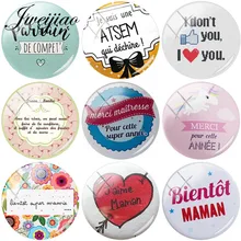 JWEIJIAO – lot de 5 breloques en forme de dôme, Cabochon en verre, Merci Maitresse, Je T'aime, Maman, pour porte-clés personnalisé, boucles d'oreilles, cadeau