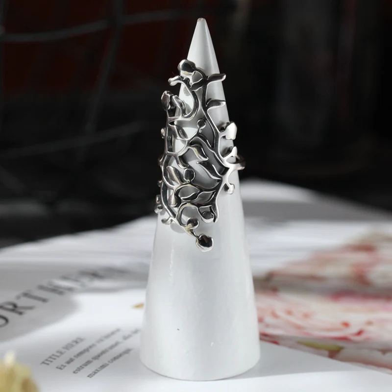 Женское кольцо в богемном стиле из чистого 925 пробы серебра пробы, элегантное регулируемое кольцо с деревом и лозой, вечерние ювелирные украшения