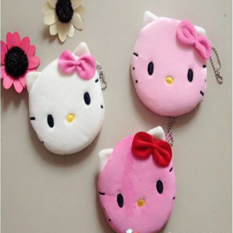  1Pcs Coin Purse & Wallet Pouch Lady's Purses Plush Hello Kitty Kids Girl's Storage Bag Case Handbag Women bow mini pink wallets 