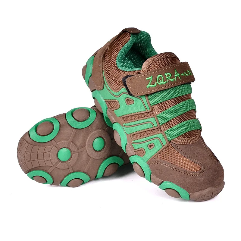 Г. новая детская обувь Осенняя спортивная обувь из натуральной кожи беговые кроссовки для мальчиков трикотажные кроссовки для девочек, школьные детские размеры 21-37 - Цвет: Khaki green