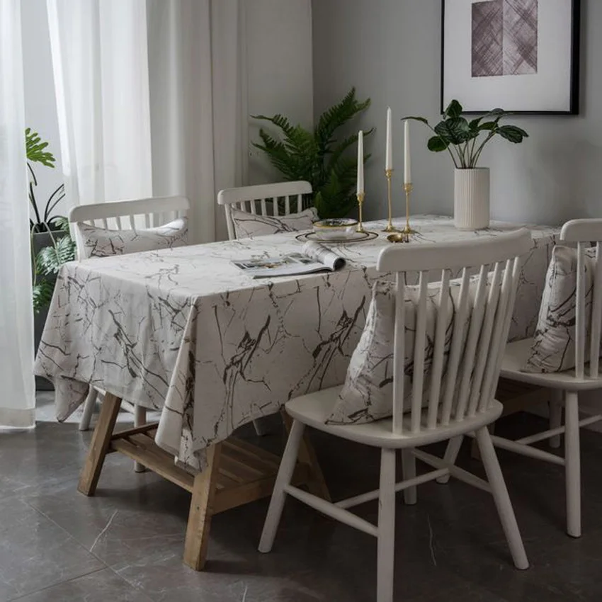 

Marble Pattern Tablecloth Cover Table Cloth Linen Dustproof Cabinet Cloth Coffee Table Living Room Rectangular TableCloth