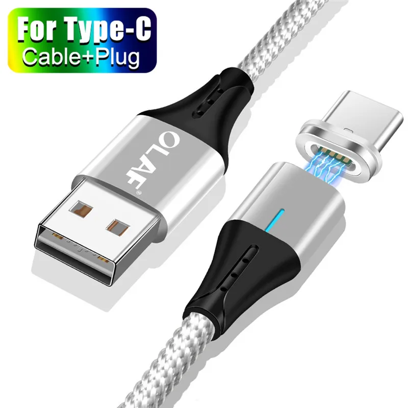 Магнитный кабель OLAF 3A Micro Usb type C QC 3,0 для быстрой зарядки телефона Microusb type-C магнитное зарядное устройство usb c для iphone huawei Xiaomi - Цвет: Silver Type Cable