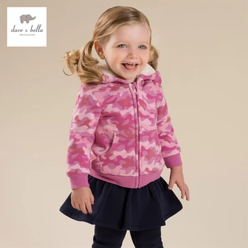 

DB4136 davebella autumn baby girls pink camouflage coat girls hooded coat