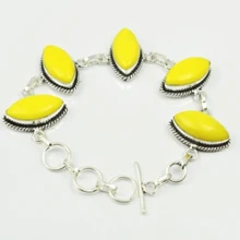 

Yellow Agates Bracelet Silver Overlay over Copper , 20 cm, B2276