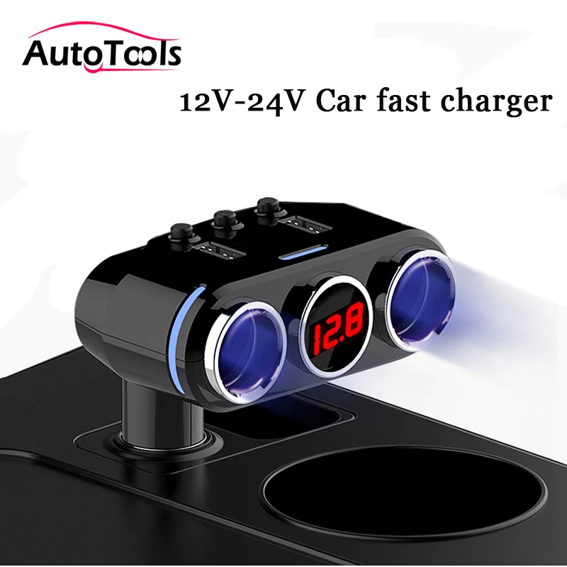 

Car Cigarette Lighter Socket Splitter Plug LED USB Charger Adapter 3.1A 100W 12V-24V CAR Accessories