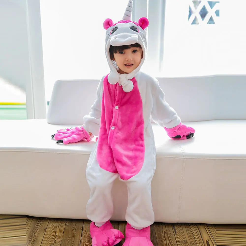 Новые пижамы для девочек и мальчиков в стиле животных для косплея Детская пижама для детей от 0 до 11 лет Единорог пикачу миньоны - Цвет: 16