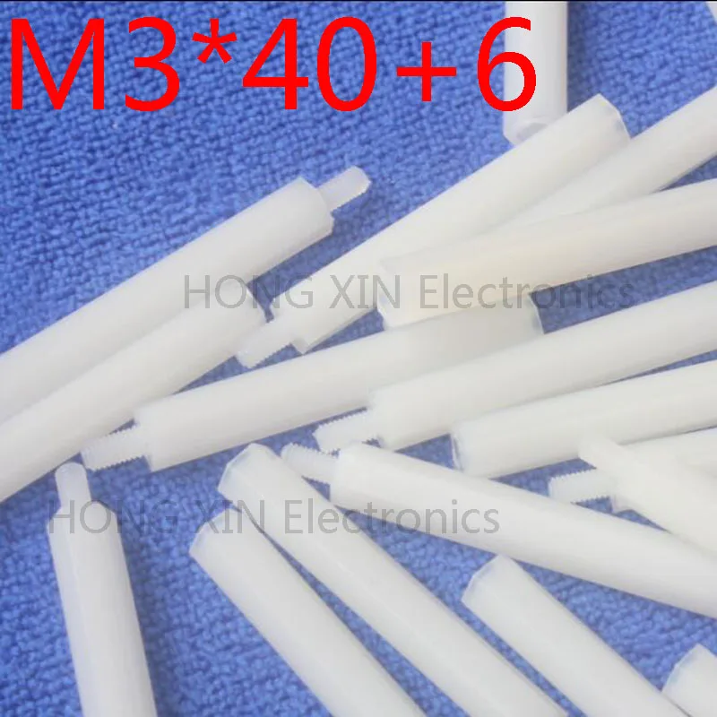 

M3*40+6 white 1pcs 40mm Nylon Standoff Spacer Standard M3 Male-Female Standoff Kit Repair Set High Quality PC tool