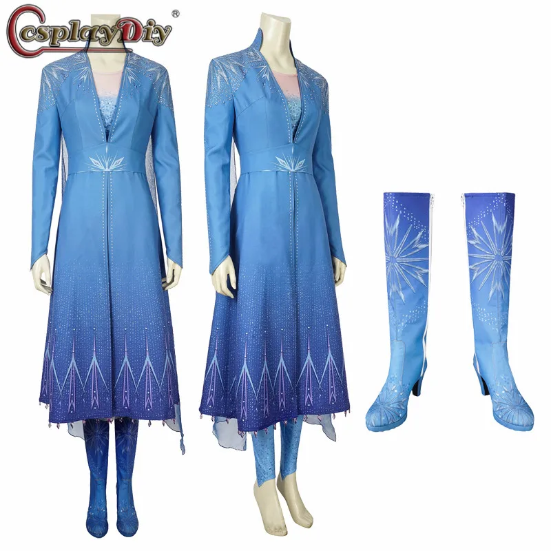 

Cosplaydiy Snow Queen Elsa Cosplay Halloween disfraz mujer Costume Anna Dress Boots Outfit Snow Grow Ice Queen Princess Dresses