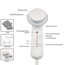 6 в 1 коррекции фигуры Вес кожи потери затянуть фирма чистка лица ультразвуковая EMS гальванической светодиодный фотона лица и тела массажер
