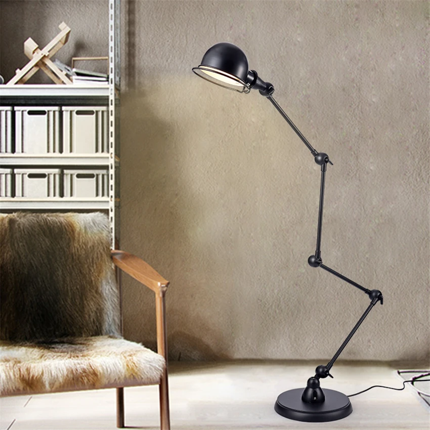 Скандинавские европейские минималистичные напольные лампы, стоящие в ретро-стиле, промышленные спальни, гостиной, для учебы, Механические напольные светильники