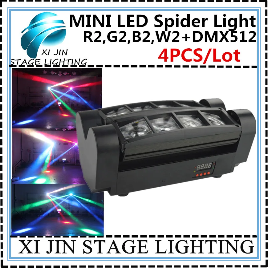 

4PCS/ MINI LED spider light R2 G2 B2 W2 moving head beam light dmx512 professional DJ equipment Spotlight