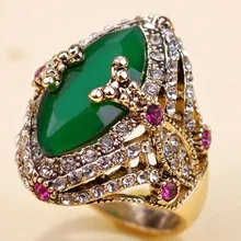 Blucome модное турецкое кольцо из смолы, аксессуары, блестящие женские вечерние кольца с цветком, зеленые кольца Anel Colares, винтажные кольца Aneis со стразами