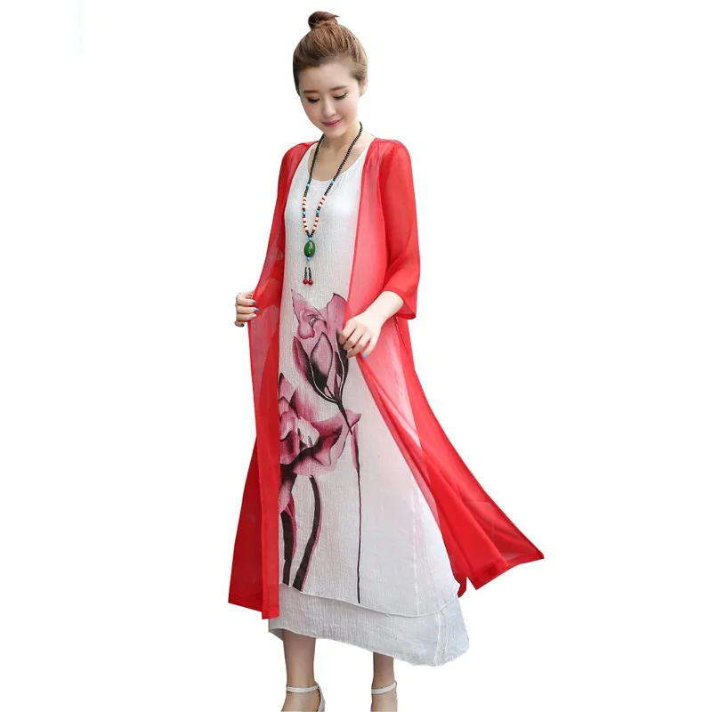 NYFS Новинка года летнее платье солнцезащитный крем двойка хлопок белье для женщин длинное vestidos robe Elbise - Цвет: red