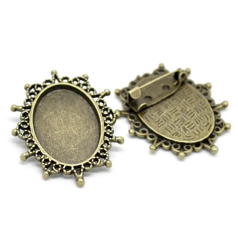 

20Pcs Bronze Tone Oval Cabochon Frame Setting Brooches Support de Broche 38x32mm Fit Cameo 25x18mm