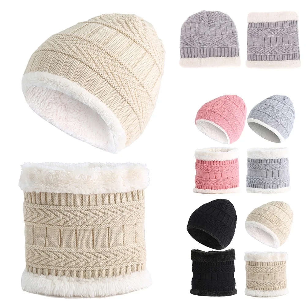 Детская зимняя шапка, шарф, комплект, вязаные двойные шапочки в несколько слоев, 2 предмета, для маленьких девочек и мальчиков, Толстая Теплая Флисовая шапка, шарф, теплая От 1 до 8 лет