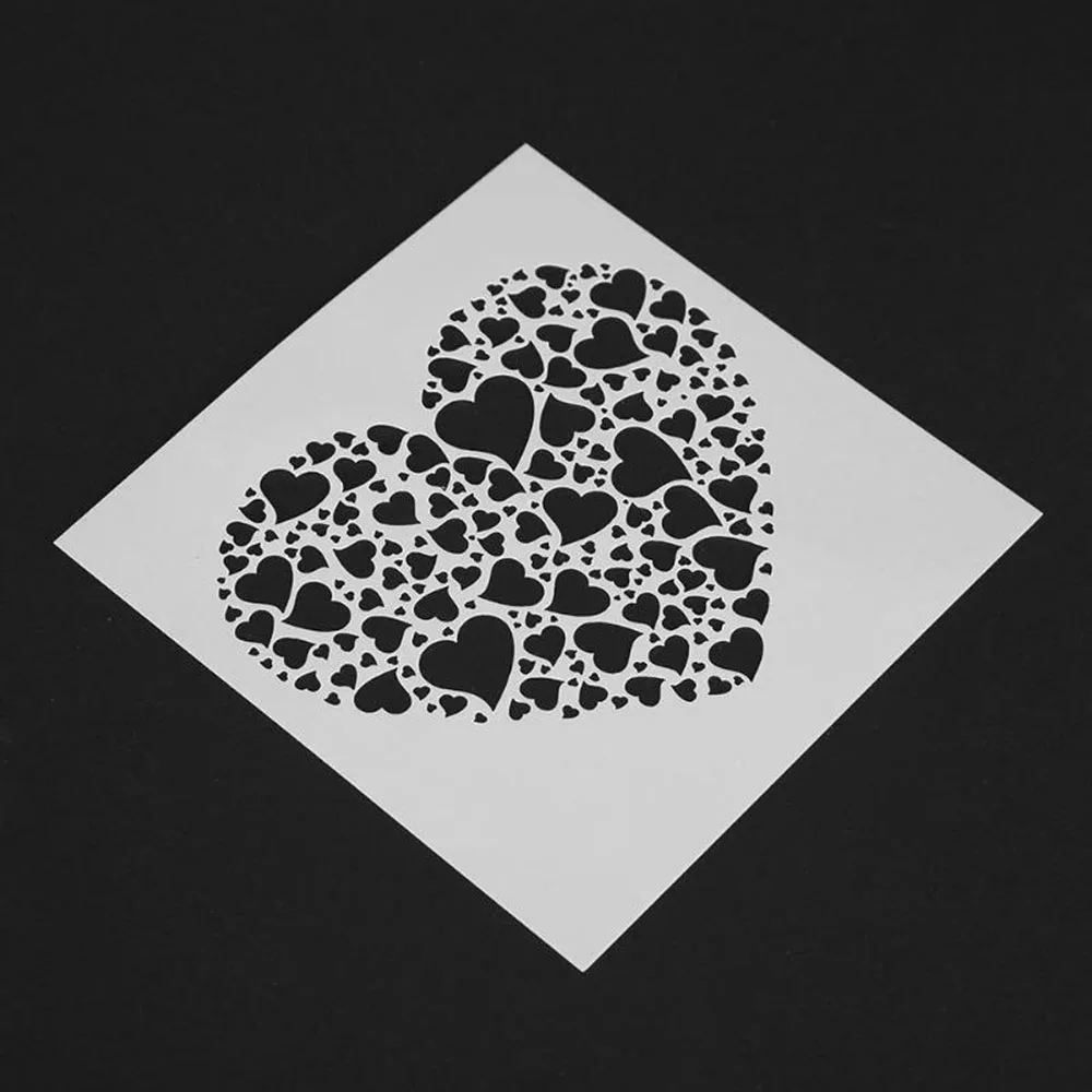 

Plastic Cake Foam Spray Template Heart Shaped Barista Stencils Decoration Tool Garland Mold Fancy Cake Printing Flower Model