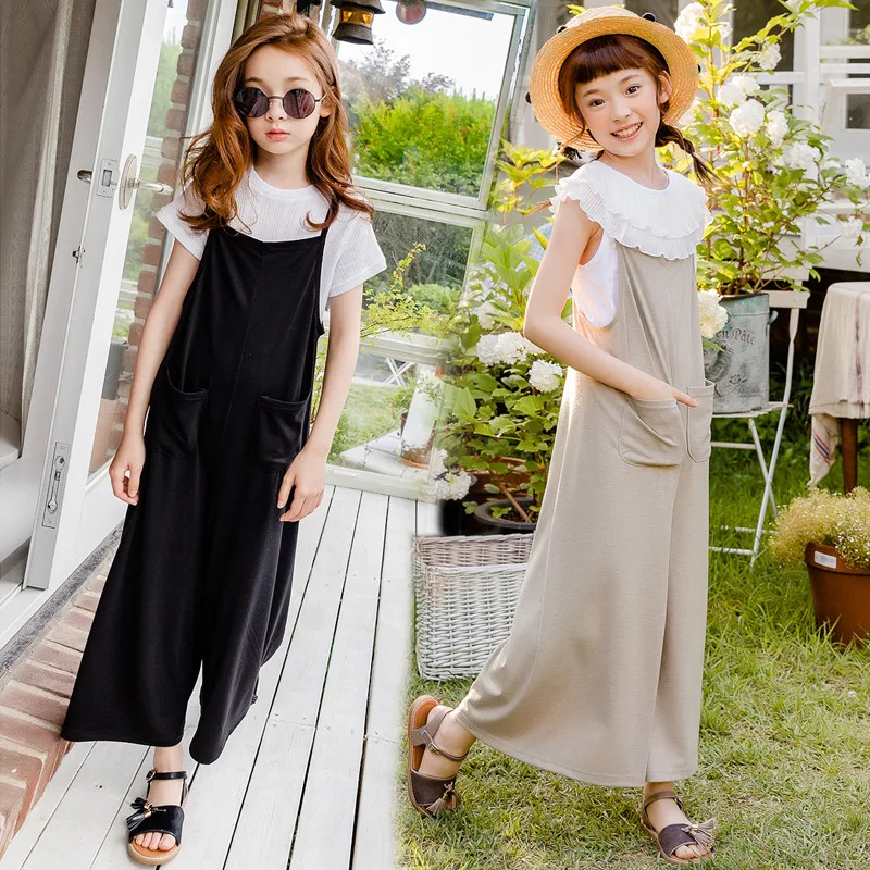 

school teen jumpsuit children's clothing cotton summer spring autumn jumpsuit girl toddler loose pants kids clothes 2018 new
