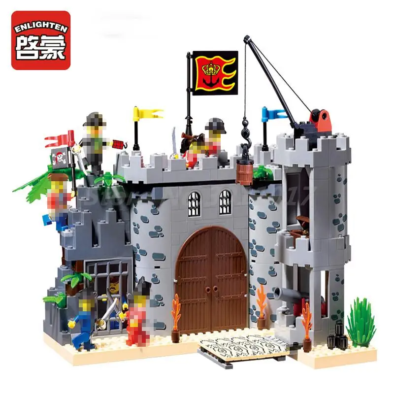 

ENLIGHTEN 310 Pirate Rob Barrack Castle 7 Figures Building Blocks Set Christmas Gifts Compatible Legoings Toys for Children