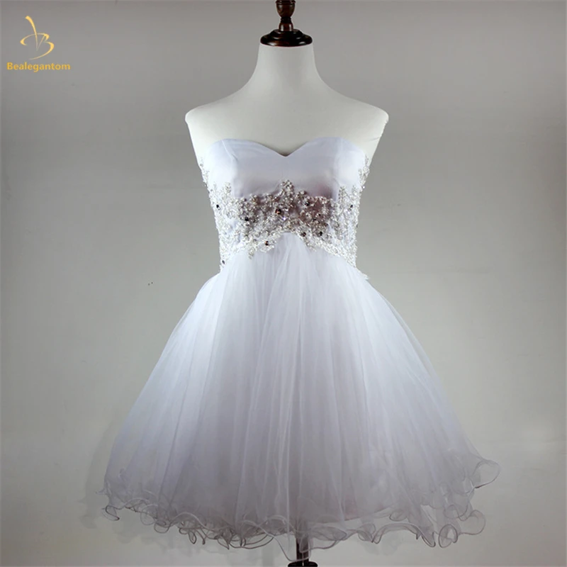 Bealegantom 2019 White Prom Dresses Beaded Homecoming Dress Lace Up ...