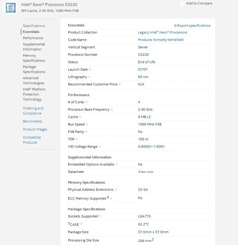 cpu for sale Free Shipping Intel Xeon CPU x3220 CPU 2.4GHz/ LGA 775 /8MB L2 Cache/quad-CORE/105W Processor scrattered piece computer processor list