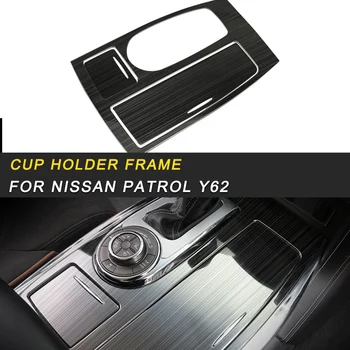 

Gear Cup Holder Frame Cover Trim Stickers Covers Interior Accessories for Nissan Patrol Y62 Auto Car-styling
