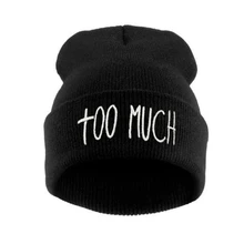 Письмо слишком много вышивка хип хоп шапки; сезон осень-зима трикотаж шапочки для женщины-хипстеры унисекс повседневное трикотажные шапки