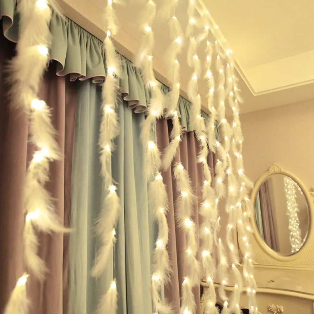 

3x2m Feather Led Light String Fairy Light Holiday Christmas Wedding Party decoration Light Garland Decorative For Christmas