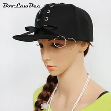 Boolawdee Для женщин Летние черные Хлопок смеси Street Бейсбол chapeau 55-59 см Регулируемая повязки кисточкой цепь дышащая m875