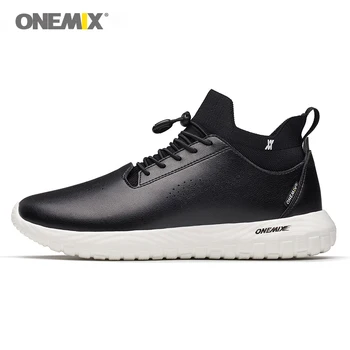 

ONEMIX man walking shoes lifestyle 3 in 1 set outdoor men sneakers sport walk soft micro fabric top grade leather black white