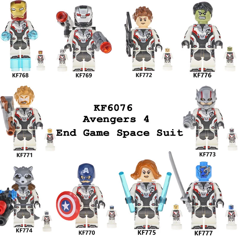 

KF7076 10pcs/set Super Heroes Avengers 4 End Game Space Suit Ironman Building Block Bricks Toys For Children Compatible Legoings