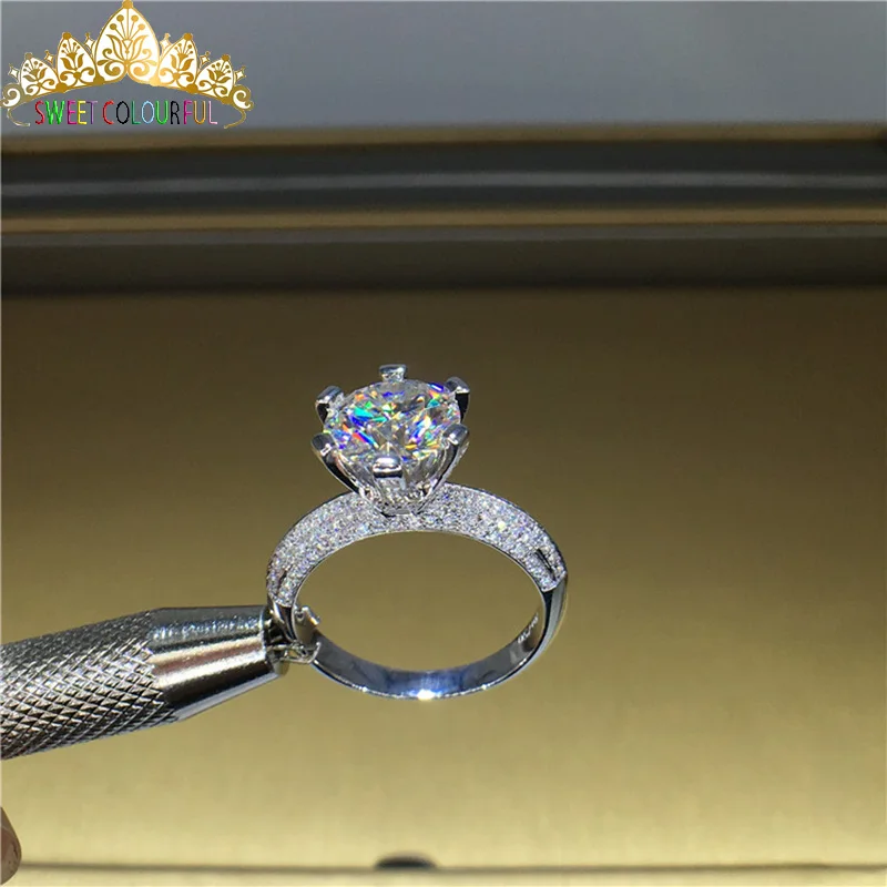 18K 750Au Золотое кольцо с муассанитом и бриллиантом D Цвет VVS с национальным сертификатом MO-00108