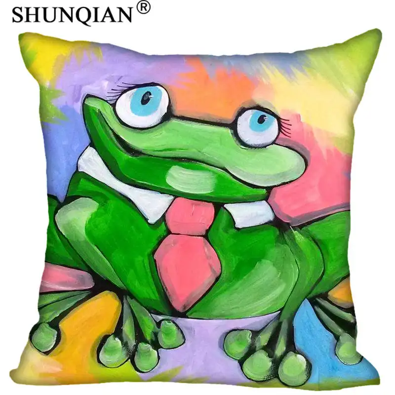 

Горячая Распродажа, новый пользовательский квадратный чехол в виде лягушки на молнии, модный декоративный чехол на заказ