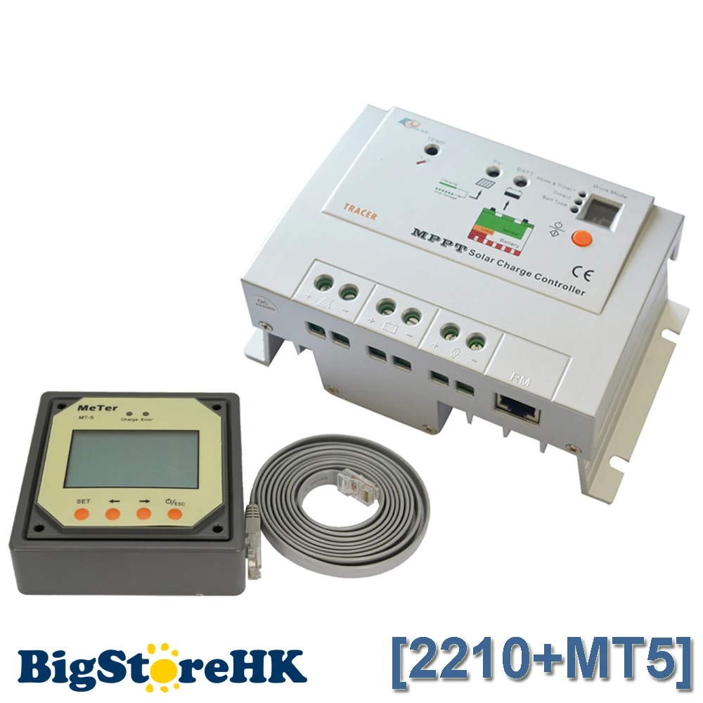 

EPsolar 20A MPPT Solar Charge Controller TRACER2210RN + Remote Meter MT-5 12V 24V Auto Work Solar Regulator 2210